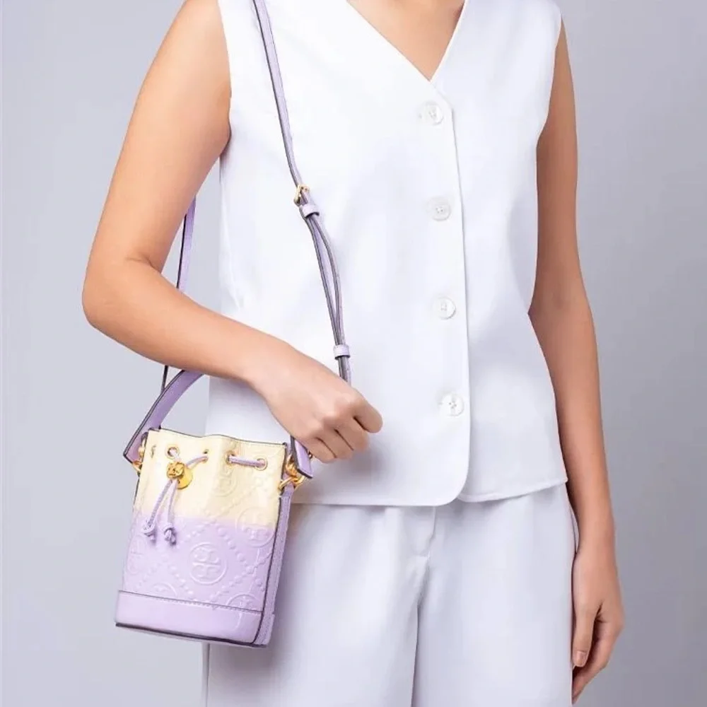 Tory Burch T Monogram Drip-Dye Bucket bag with removable crossbody strap - Picture 9 of 9